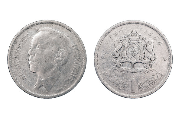 摩洛哥国王哈桑二世1965年的迪拉姆硬币图片下载