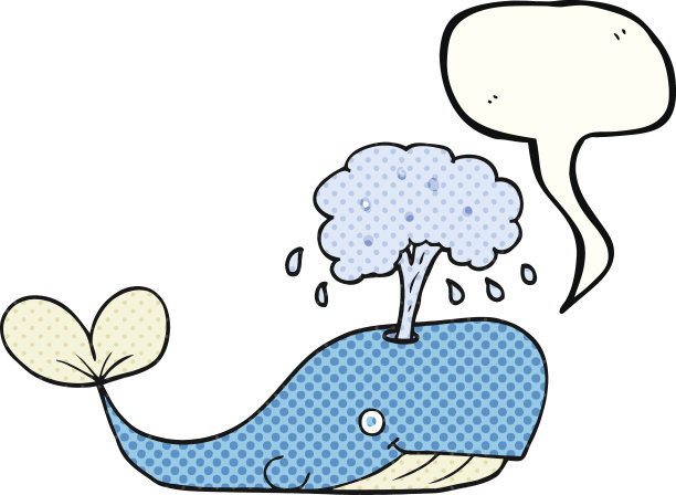 漫画书演讲泡泡卡通鲸鱼喷水图片下载