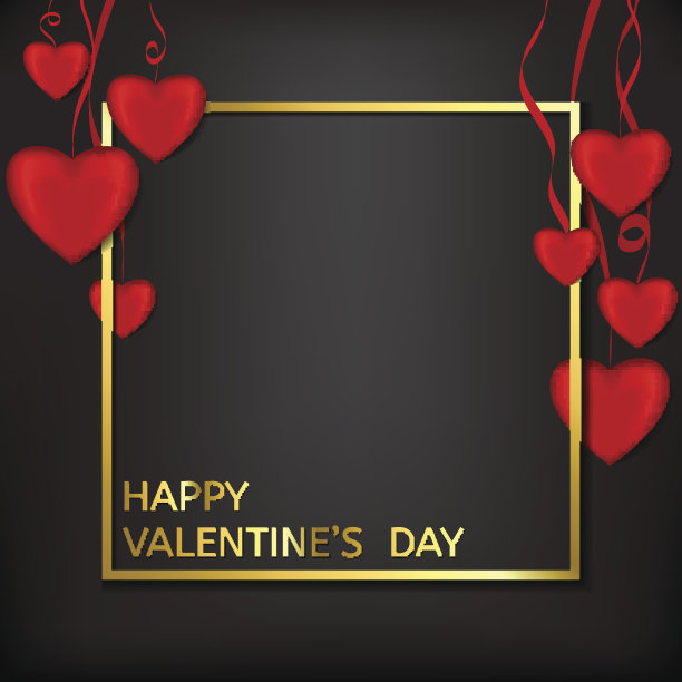 金框红心情人节卡片图片下载