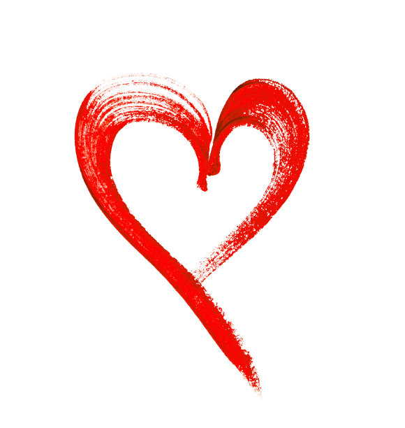 水彩画红色的心在白色的背景图片下载