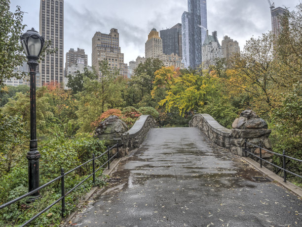 纽约中央公园，盖普斯托桥素材图片
