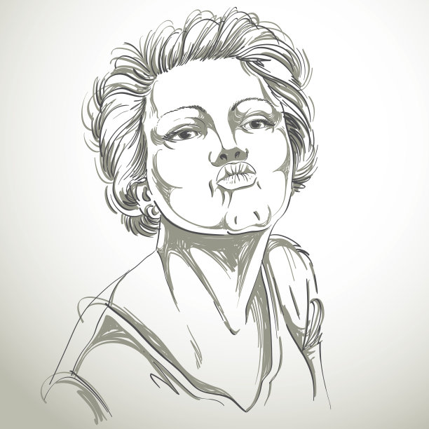 艺术手绘形象，黑白女性肖像图片下载