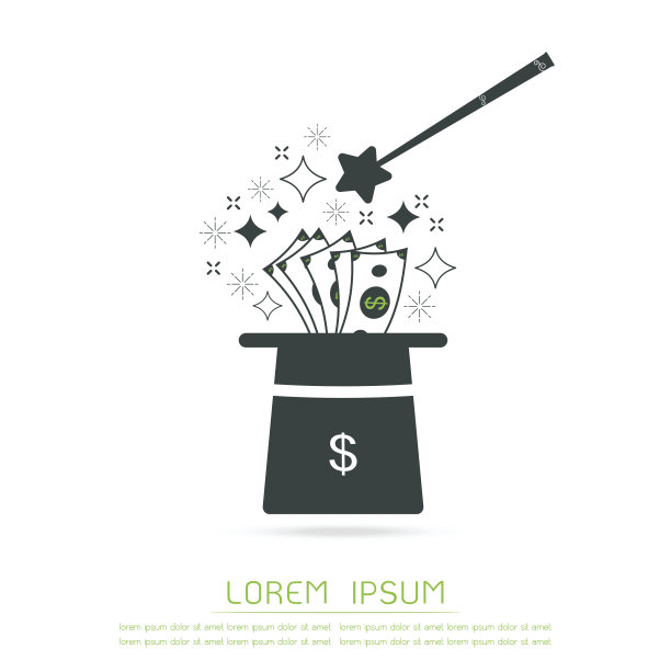 魔术帽和钱孤立的物体图片下载