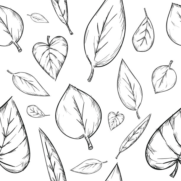 绘制混合叶子的无缝图案图片下载