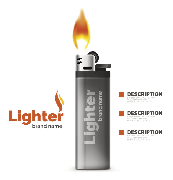 矢量打火机广告模板与橙色火焰图片下载