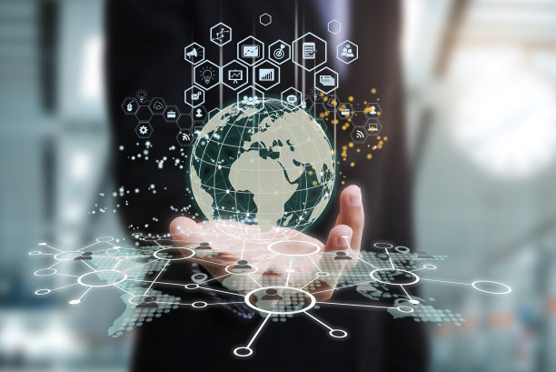 业务与应用程序图标界面和全球网络系统。概念技术社交网络传播。图片下载