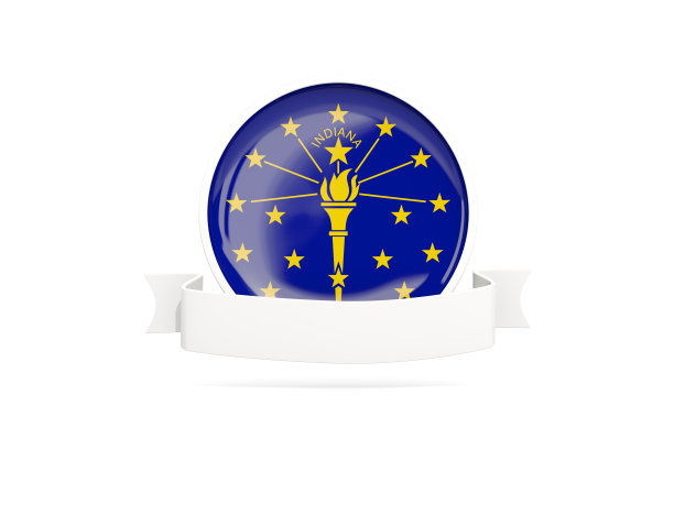 印第安那州旗帜旗帜，美国州圆形图标图片下载