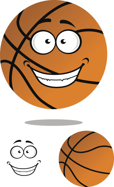 快乐微笑的卡通篮球素材图片
