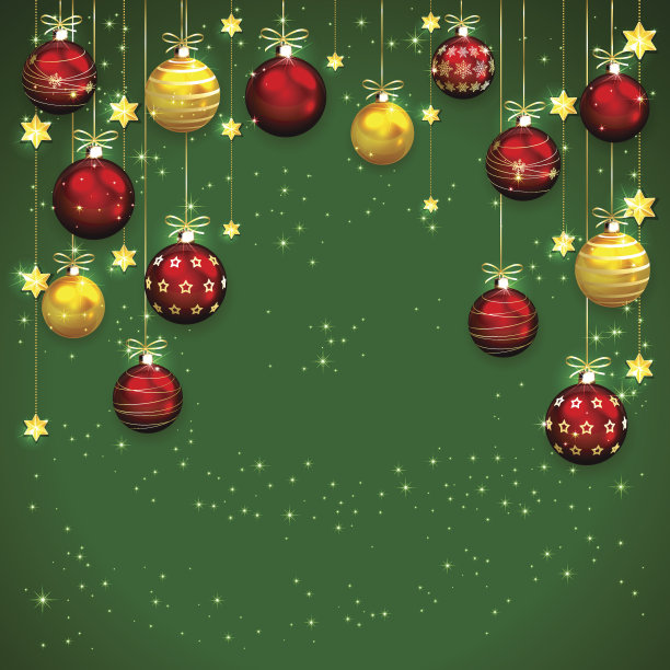 绿色的圣诞背景与小饰物图片下载