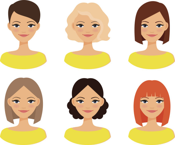 女人的脸有不同的发型图片下载