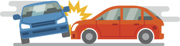 汽车与汽车相撞事故矢量素材，白色背景图片下载