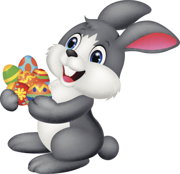 卡通兔子拿着装饰好的鸡蛋图片下载