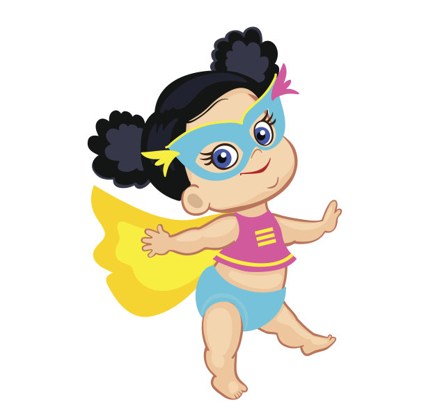 插画超级英雄宝贝女孩。图片下载