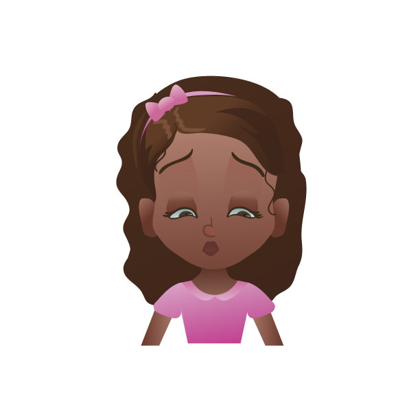 悲伤的非洲女孩的脸与卡通女性表情符号或头像图片下载