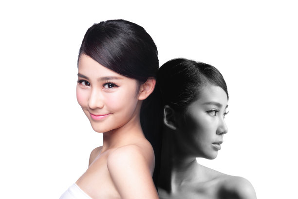 女性护肤前后素材图片