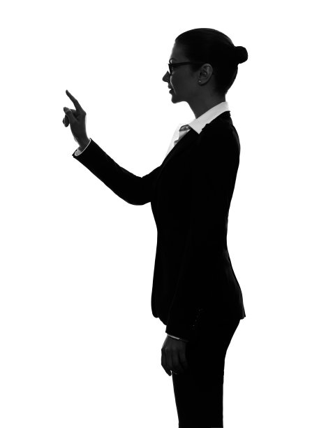 女商人触摸拷贝空间剪影图片下载