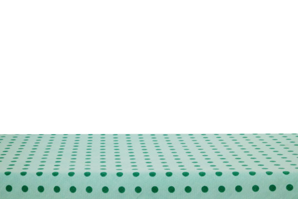 绿色圆点台布孤立在白色背景上，产品展示蒙太奇图片下载