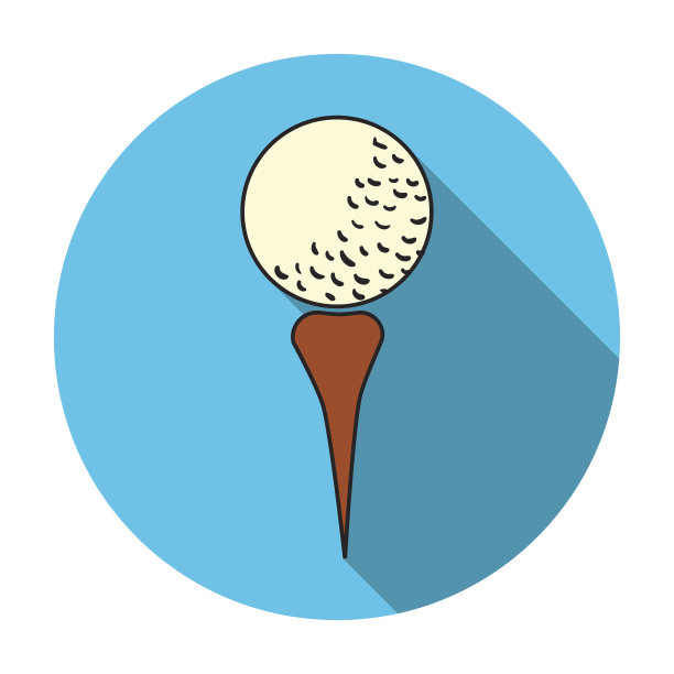 白色背景上扁平风格的球座高尔夫球图标。高尔夫球杆符号矢量素材图片下载