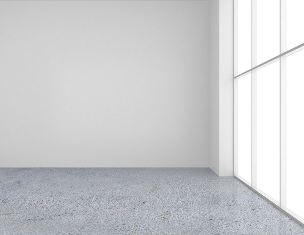 白色的墙壁和大窗户。三维渲染图片下载