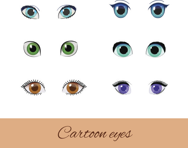 一套卡通眼睛。集合不同眼向量。图片下载