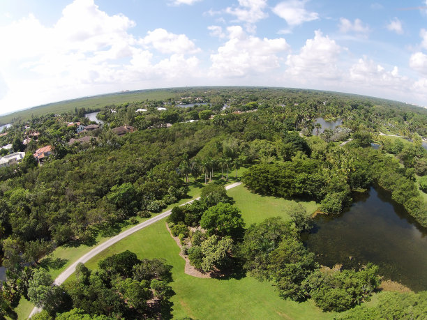 热带公园和湖泊鸟瞰图图片下载