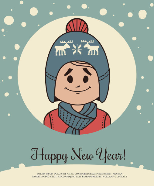 节日贺卡和小男孩的针织帽和毛衣图片下载