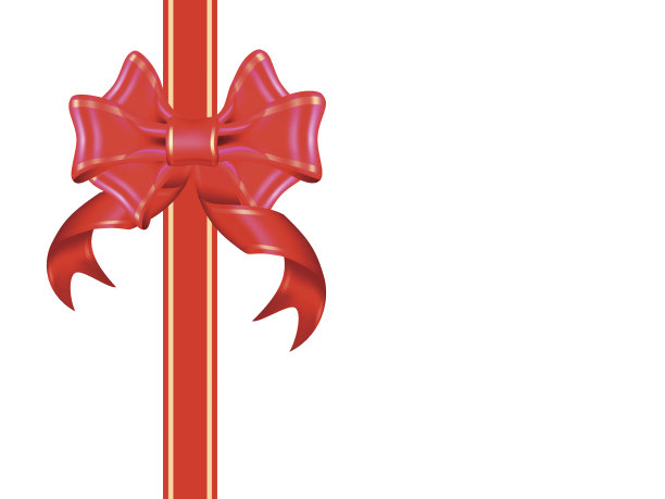 白色背景下的红色蝴蝶结特写镜头图片下载