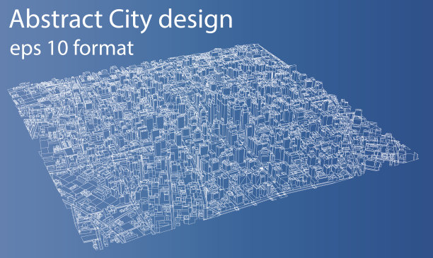 线框城市，蓝图风格图片下载