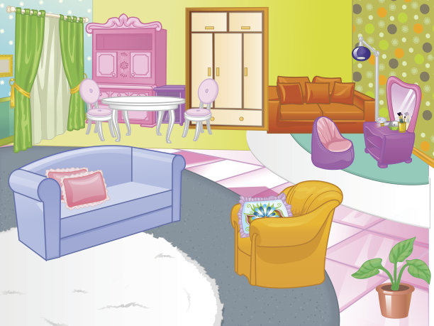 客厅的设计。室内舒适的家。平的风格。素材图片