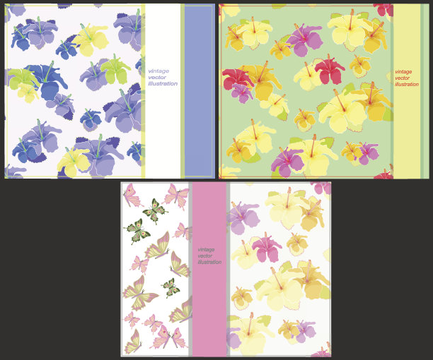 用蝴蝶和木槿为卡片设置图案图片下载