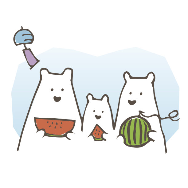 北极熊一家吃西瓜图片下载