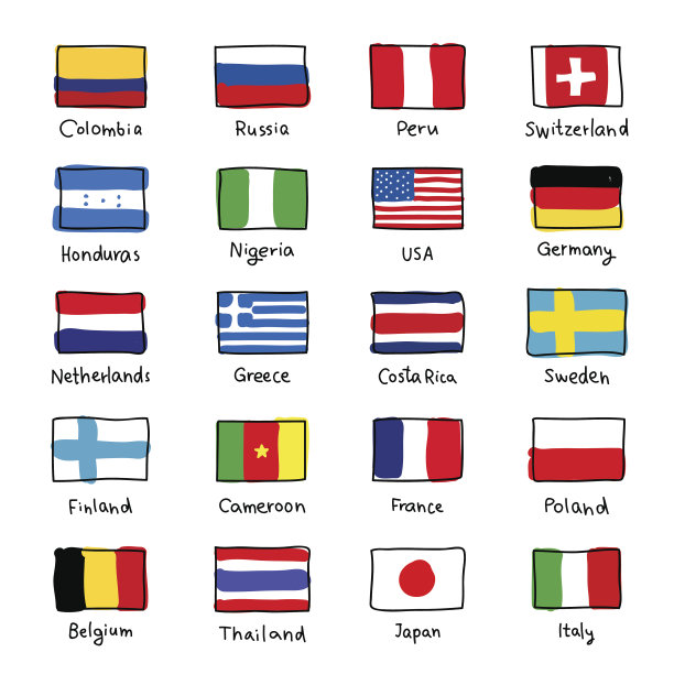 不同国家国旗的图标图片下载