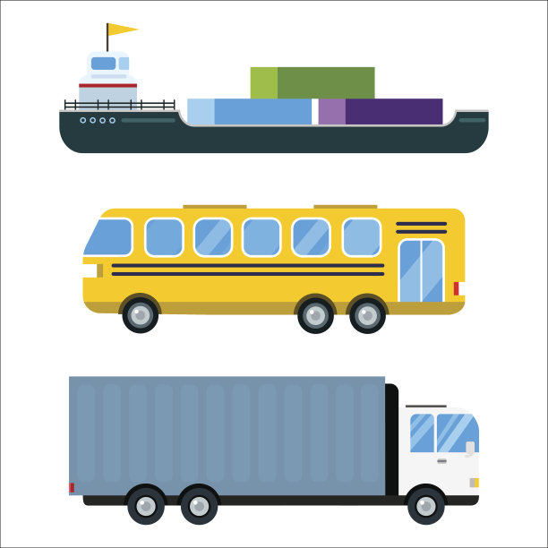 运输交付载体孤立白色运输轿车客车货车消防车直升机船舶剪影图标油轮业务物流运输集图片下载