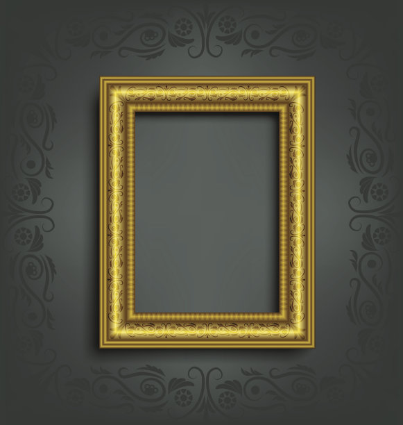 灰色上的金色边框图片下载