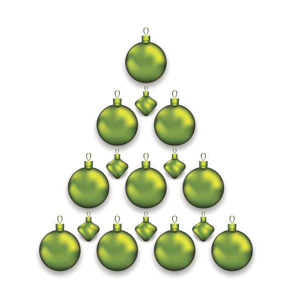 由玻璃球组成的圣诞树，孤立在白色背景上图片下载