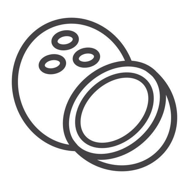 椰子线图标，水果和热带，矢量图形，白色背景上的线性图案，eps 10。图片下载