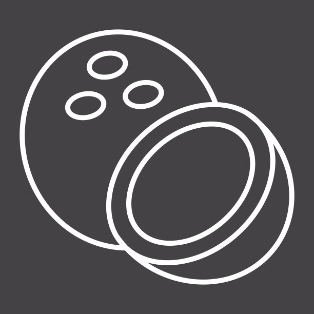 椰子线图标，水果和热带，矢量图形，一个黑色背景上的线性图案，eps 10。图片下载