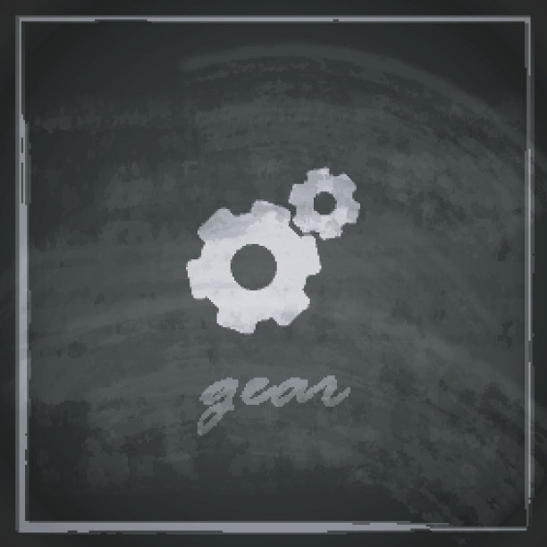 在黑板背景上有一个齿轮图标的复古插图。图片下载