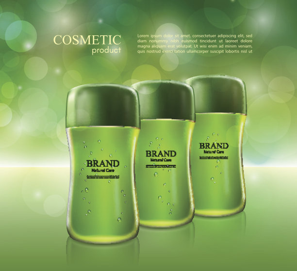化妆品广告海报。保湿滋养霜的皮肤保护基于天然成分隔离在发光的背景图片下载