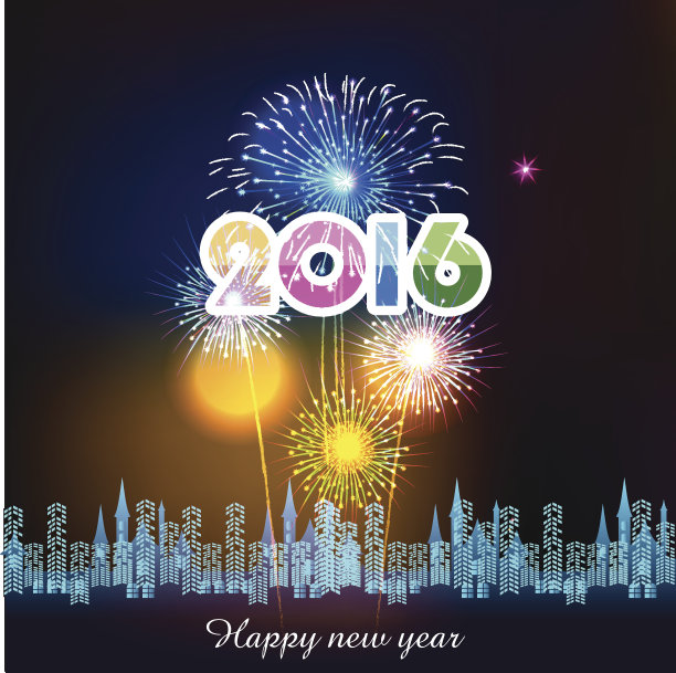 2016新年快乐烟花背景图片下载