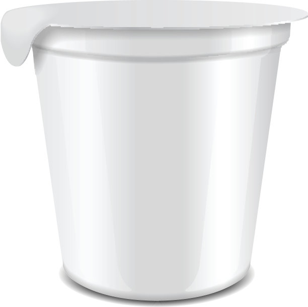 光滑的圆形塑料罐，用锡箔盖，用来装酸奶油、酸奶、果酱和甜点。矢量现实包装模型模板。250毫升图片下载