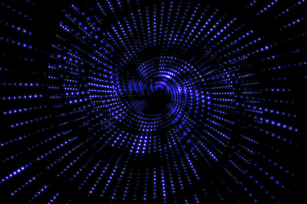 抽象流阵列彩色闪光闪耀蓝色线与粒子上的黑色背景技术图片下载