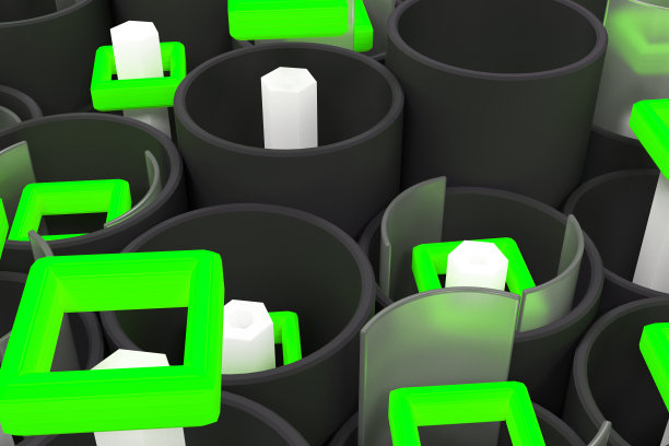 黑色管，六角形，方形元素和玻璃表面的图案图片下载