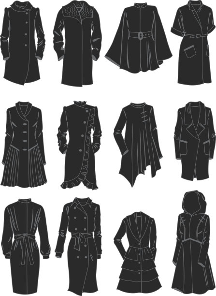 春季女性大衣的剪影素材图片