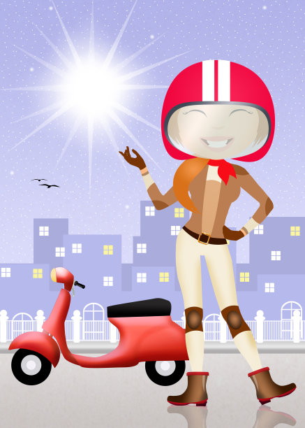 女孩骑摩托车图片下载