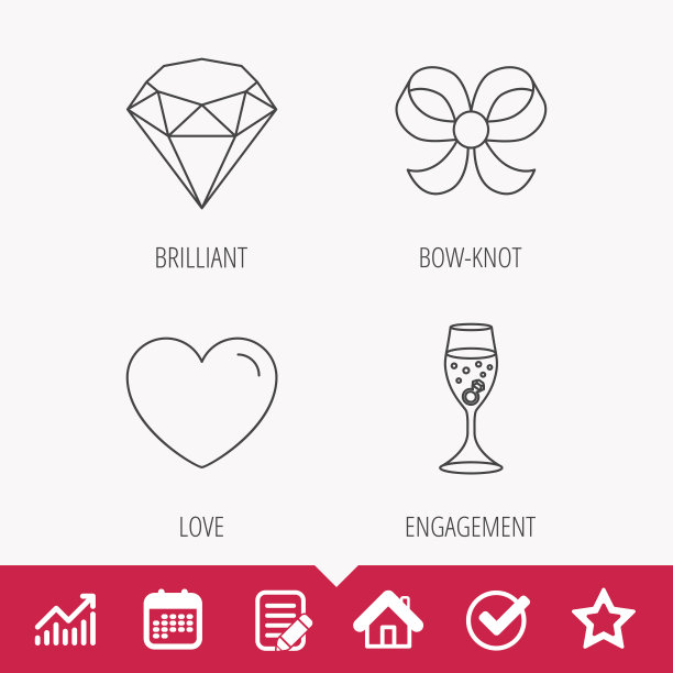 爱的心，辉煌和订婚戒指的图标。图片下载
