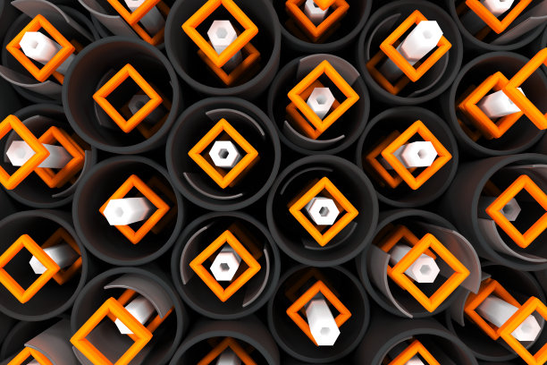 黑色管，六角形，方形元素和玻璃表面的图案图片下载