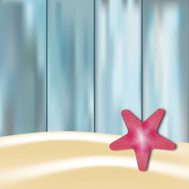 蓝色木制背景上的海星图片下载