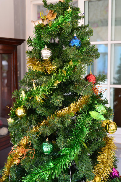 装饰圣诞树和礼品盒图片下载