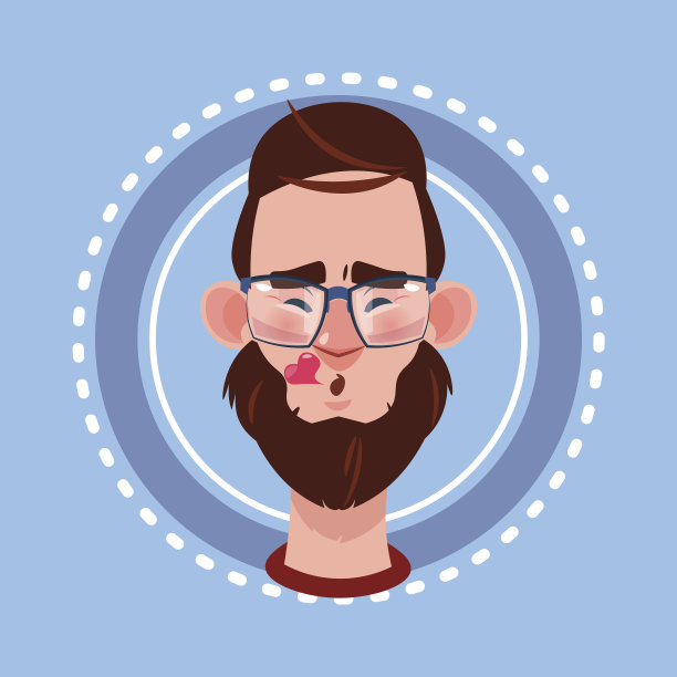 男性头像情感人物形象：卡通男人吹吻脸图片下载